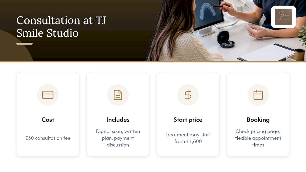 Book your Invisalign consultation with TJ Smile Studio — overview diagram