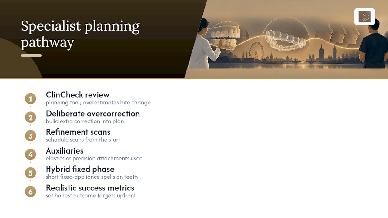 Specialist planning pathway for overbite correction