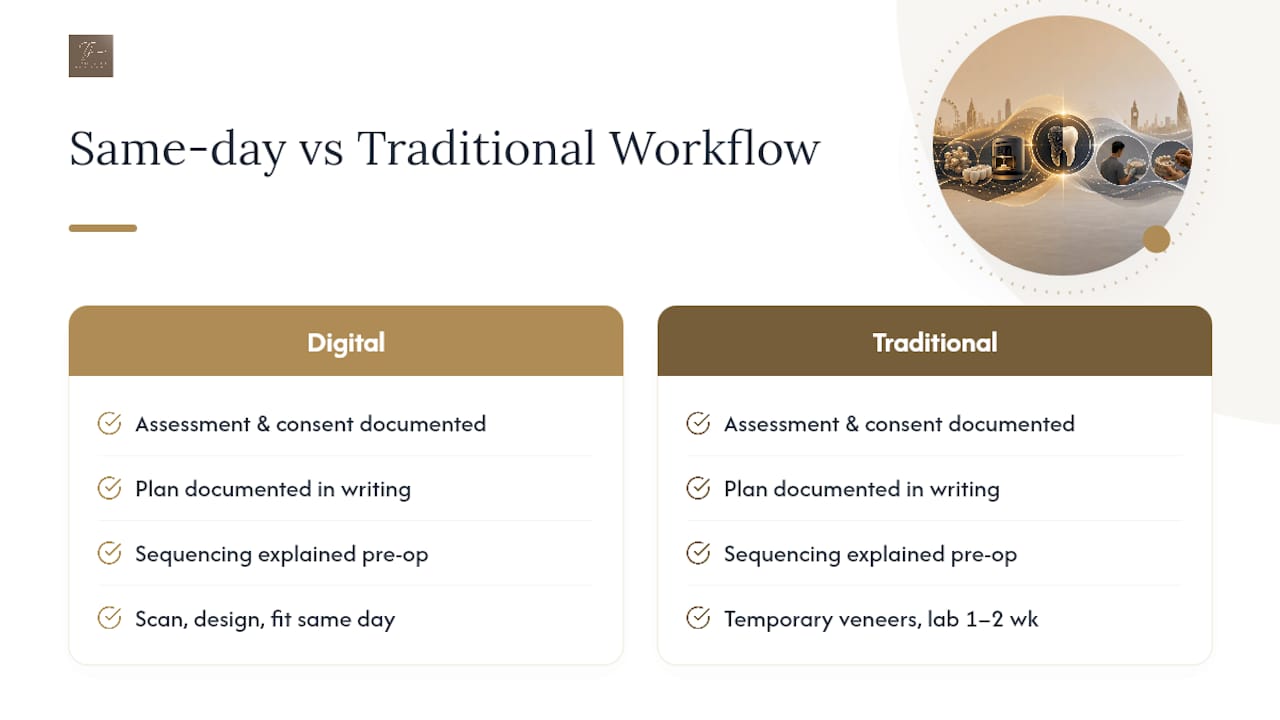 Same-day and traditional veneer workflow comparison